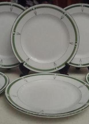 Антикварные тарелки набор 6 шт фарфор клеймо кузнецов царизм7 фото