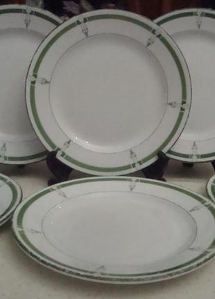 Антикварные тарелки набор 6 шт фарфор клеймо кузнецов царизм8 фото