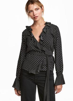Блуза з воланами рюшами в горошок h&m № 31