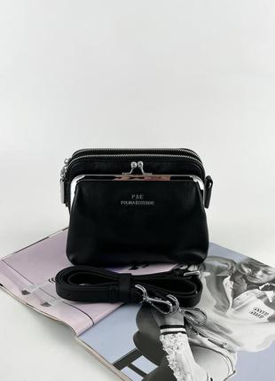 Женская кожаная сумка клатч через плечо на три отделения polina & eiterou