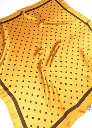 Шелковый платок платочек хусточка желтый в горох горошек новый качественный