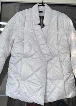 Куртка пальто стьобана подовжена біла синя чорна жовта1 фото
