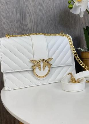 Женская сумка,мини клатч с ремешком на плечо жіноча міні сумка сумочка на ланцюжку біла pinko