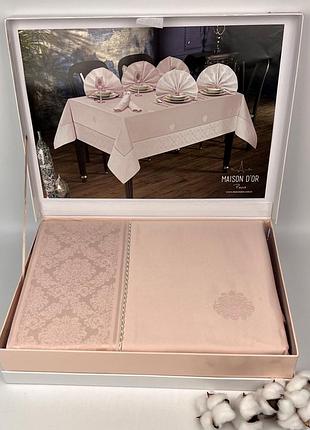 Скатерть set maison d'or magnole damasque 155х320+12psc powder