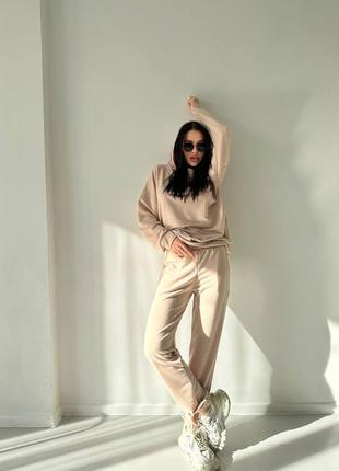 Жіночий спортивний костюм оверсайз малиновий бежевий сірий весняний літній базовий рожевий