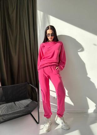 Жіночий спортивний костюм оверсайз малиновий бежевий сірий весняний літній базовий рожевий