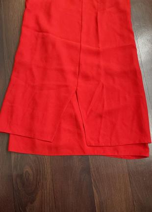 Платье платье распродаж красное мини краткая летняя размер 10/м женская бретельки сарафан подкладка3 фото