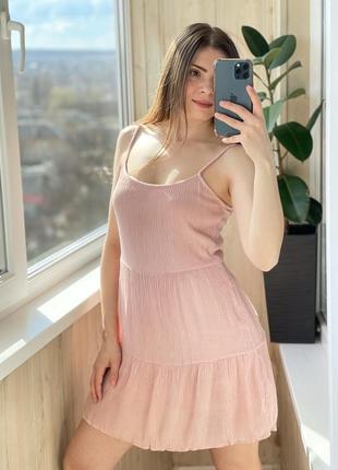 Рожева сукня міні з мусліну 1+1=3