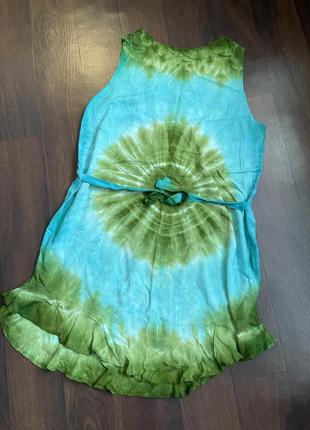 Платье распродаж платье сарафан тай дай мини летнее единый размер зеленое голубое4 фото