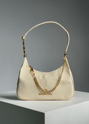 Сумка жіноча в стилі michael kors piper small pebbled leather shoulder bag cream