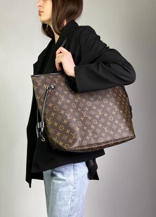 Сумка женская в стиле louis vuitton neverfull brown/black5 фото