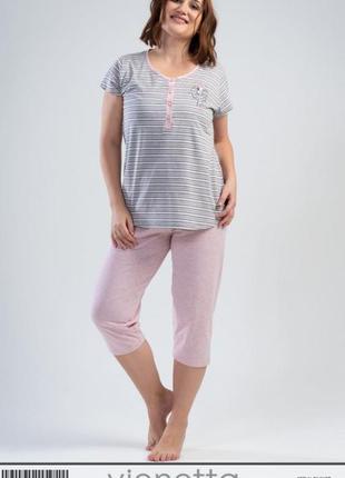Жіноча піжама з футболкою та бріджами vienetta туреччина бавовна розміри хл-4хл