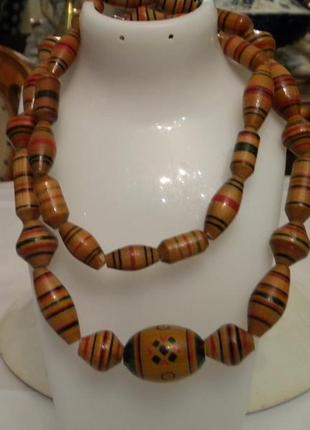 Винтажные бусы ссср дерево роспись лак №536