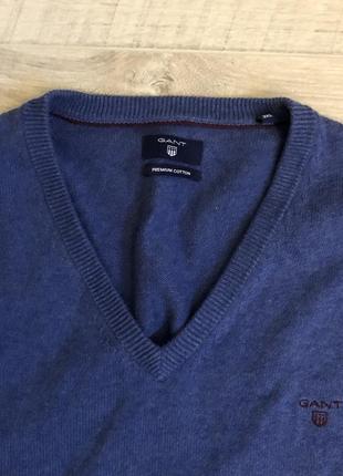 Gant кофта классический свитер реглан 3xl xxxl пуловер с v-образным вырезом2 фото