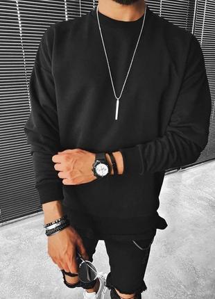Мужской базовый черный свитшот  ⁇  оверсайз кофты для мужчин