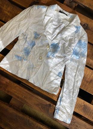 Жіночий піджак з вишивкою betty barclay (бетті барклі хс-срр ідеал оригінал біло-блакитний)