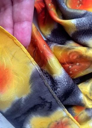 Шовкова хустка m.bochon вогняні квіти нарциси silk авторский платок5 фото