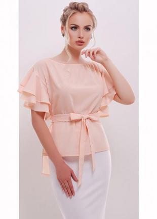 Персиковая блузка с воланами на рукавах, новая , размер s1 фото