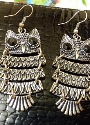 Сережки совы,бижутерия