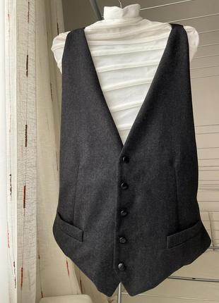 Yves saint laurent оригінал жилет шерсть шовк шкіра1 фото