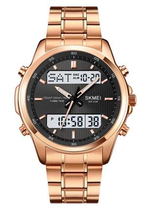 Спортивные мужские часы skmei 2049rgwt rose gold-white водостойкие наручные кварцевые