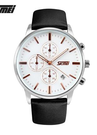 Спортивные мужские часы skmei 9103wtbk white-black водостойкие наручные кварцевые