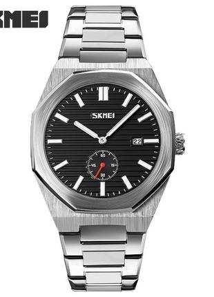 Спортивные мужские часы skmei 9262sibk silver-black водостойкие наручные кварцевые