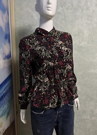 M&s collection квітуча блуза з резинкою на талії низом спідничкою віскоза