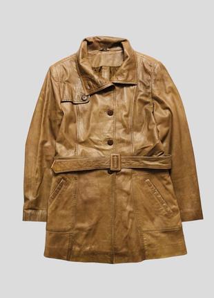 Helium винтажный кожаный жакет пиджак куртка с поясом leather1 фото