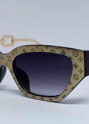 Окуляри брендові жіночі сонцезахисні окуляри чорні з золотом
