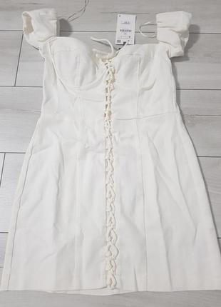 Платье молочного цвета с корсетом zara3 фото