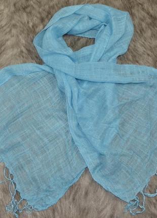 Нежный, голубой шарф палантин (120см. х 40см.)