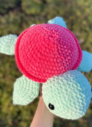 Черепаха іграшка черепашка яскрава рожева ручної роботи
