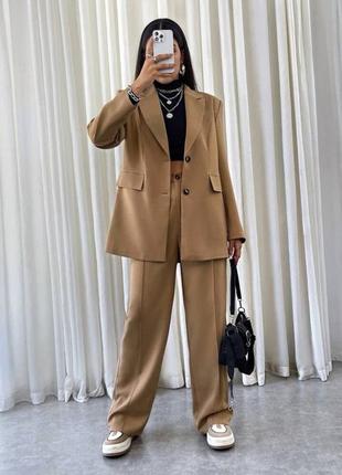 Костюм пиджак + штаны палаццо высокая посадка женский ❤️‍🔥10 фото