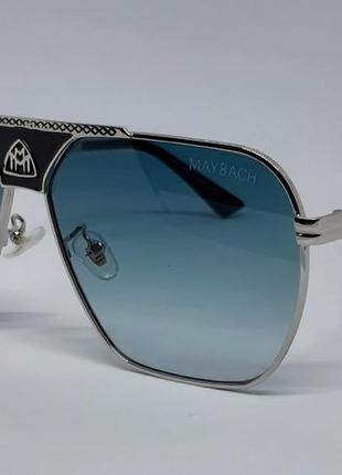 Maybach очки мужские солнцезащитные бирюзово бежевый градиент в серебристом металле1 фото