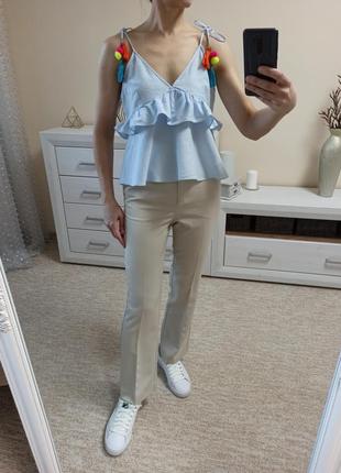 Супер стильная блуза zara нежного голубого цвета 100% коттон2 фото