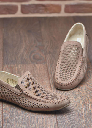 Натуральні шкіряні літні туфлі мокасіни для чоловіків натуральные кожаные летние туфли мокасины  нат
