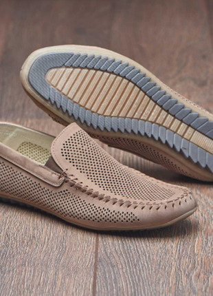 Натуральні шкіряні літні туфлі мокасіни для чоловіків натуральные кожаные летние туфли мокасины  нат3 фото