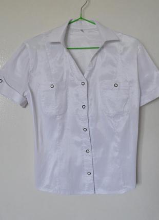 Блузка/сорочка жіноча біла блискітками в смужку