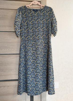 Нежное голубое платье миди в мелкий цветочный принт next( размер 10-12)1 фото