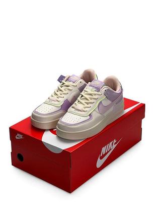 Женские кроссовки nike air force 1 shadow beige violet