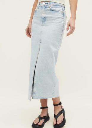 Длинная джинсовая юбка миди7 фото