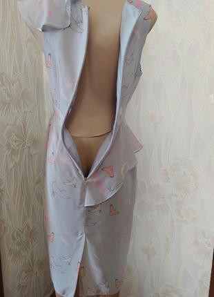 🤍💟🤍шикарное шифоновое нежное миди платье украинской тематики принт птички2 фото
