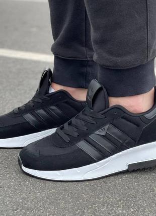 Чоловічі чорні з білим замшеві кросівки з сіткою adidas 🆕 адідас