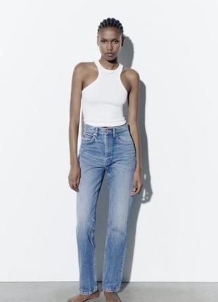 Джинси прямого крою з високою посадкою з нової колекції zara розмір xs,s