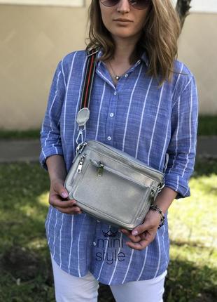 Кожа кожаная сумка на длинной ручке cross-body сумочка трендовая и стильная кроссбоди6 фото