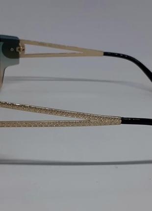 Окуляри в стилі versace маска жіночі сонцезахисні окуляри бірюзово бежеві з градіентом в золотому метвлі4 фото
