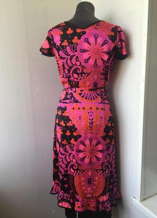 Неймовірне шовкове чайне сукню, натуральний шовк, плаття на запах, яскраве забарвлення2 фото