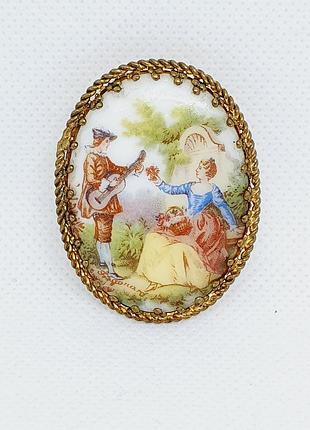 Вінтажна порцелянова брошка фрагонард fragonard з великобританії.