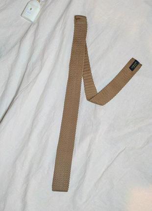 Вязаный мужской галстук стильный галстук вязаный коричневый бежевый вязка